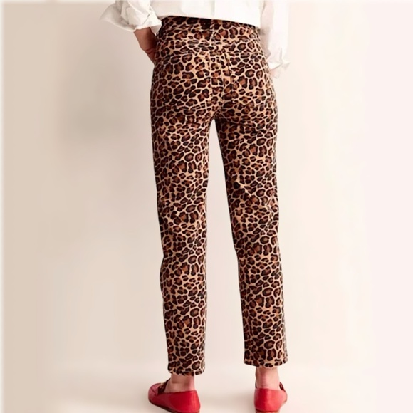 BODEN Leopard Animal Print Mid Rise Slim Leg Jeans Brown - Picture 5 of 14